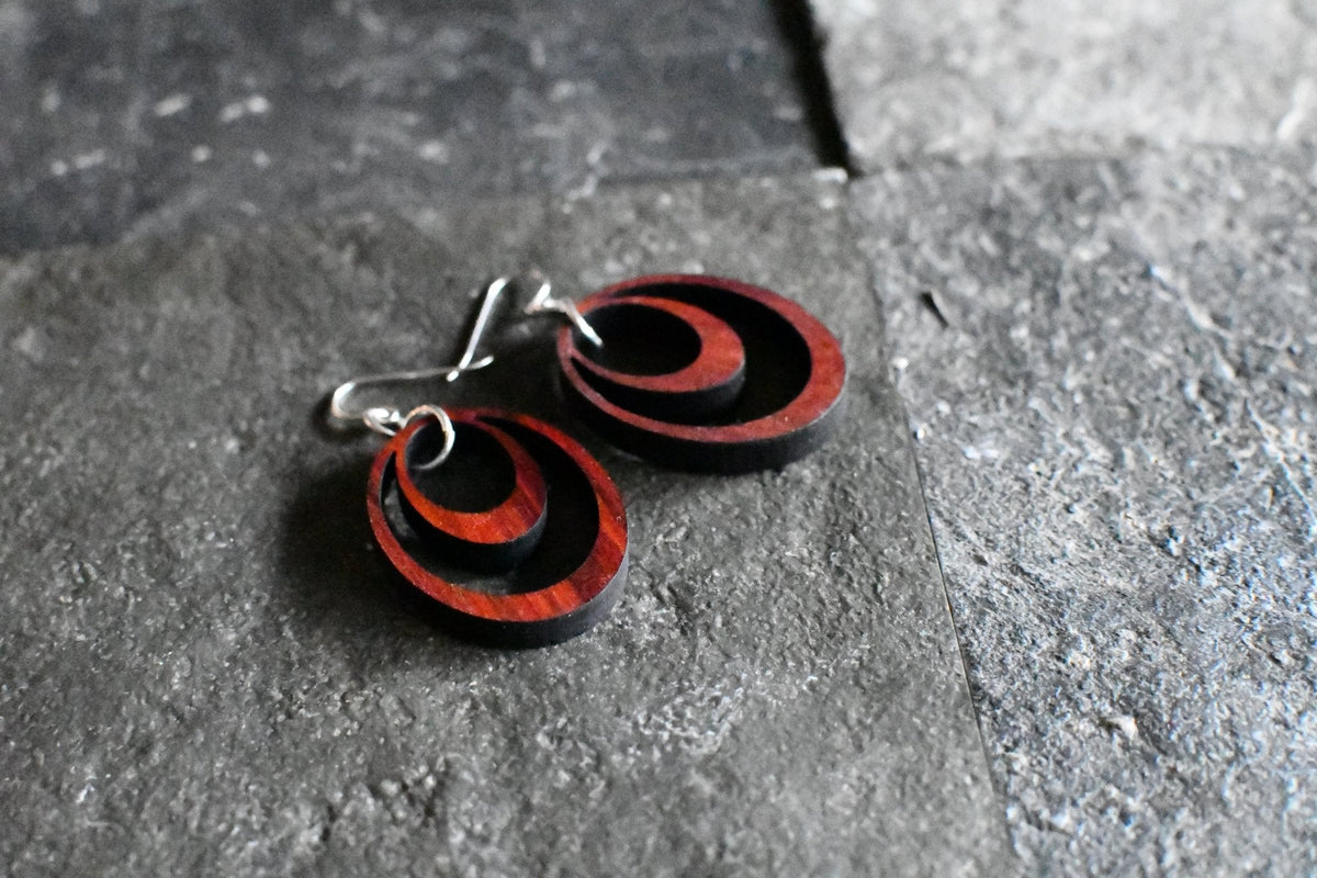 Wooden Hoop Earrings | Lightweight Sterling Silver