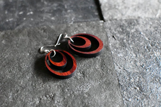 Wooden Hoop Earrings | Lightweight Sterling Silver