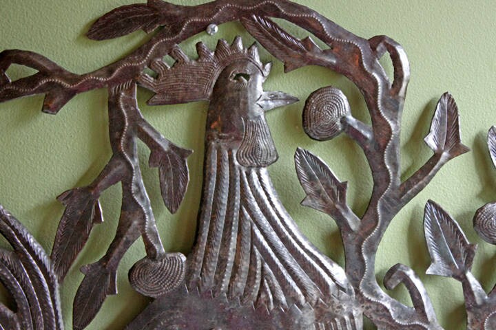 Large Hand-Cut Metal Rooster Wall Art: Country Folk Decor