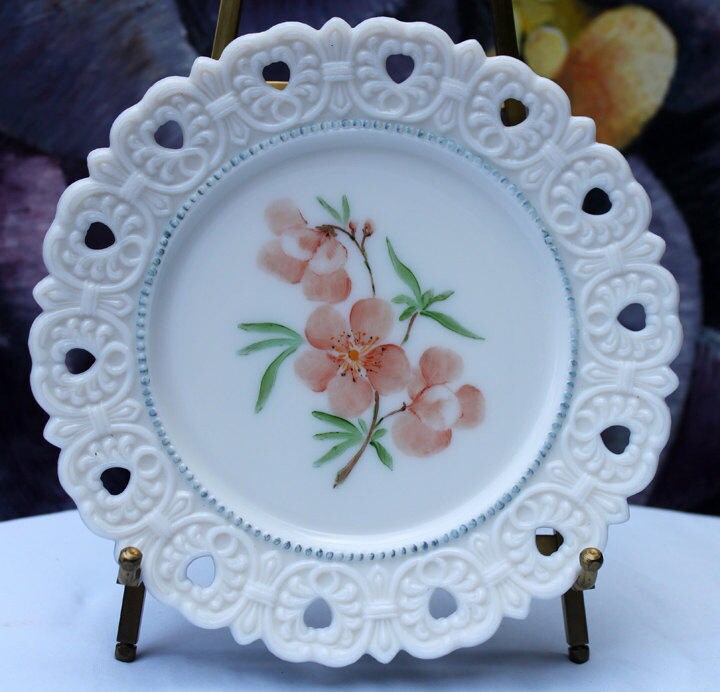 Antique Hand Painted Red Roses Serving or Decorative Plate. Luxurious Dining or Collectible Display. French Country Living. Wedding Gift.