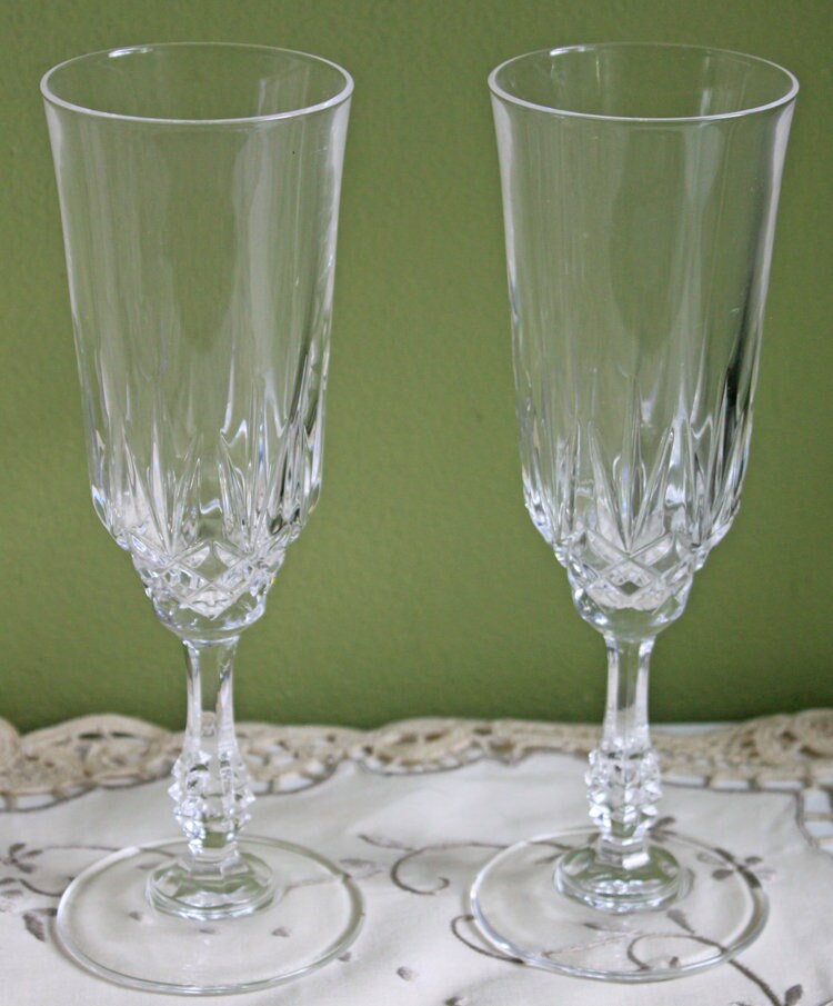 Vintage Crystal Stemware Glasses - Set of 8, Ornate Stem Barware