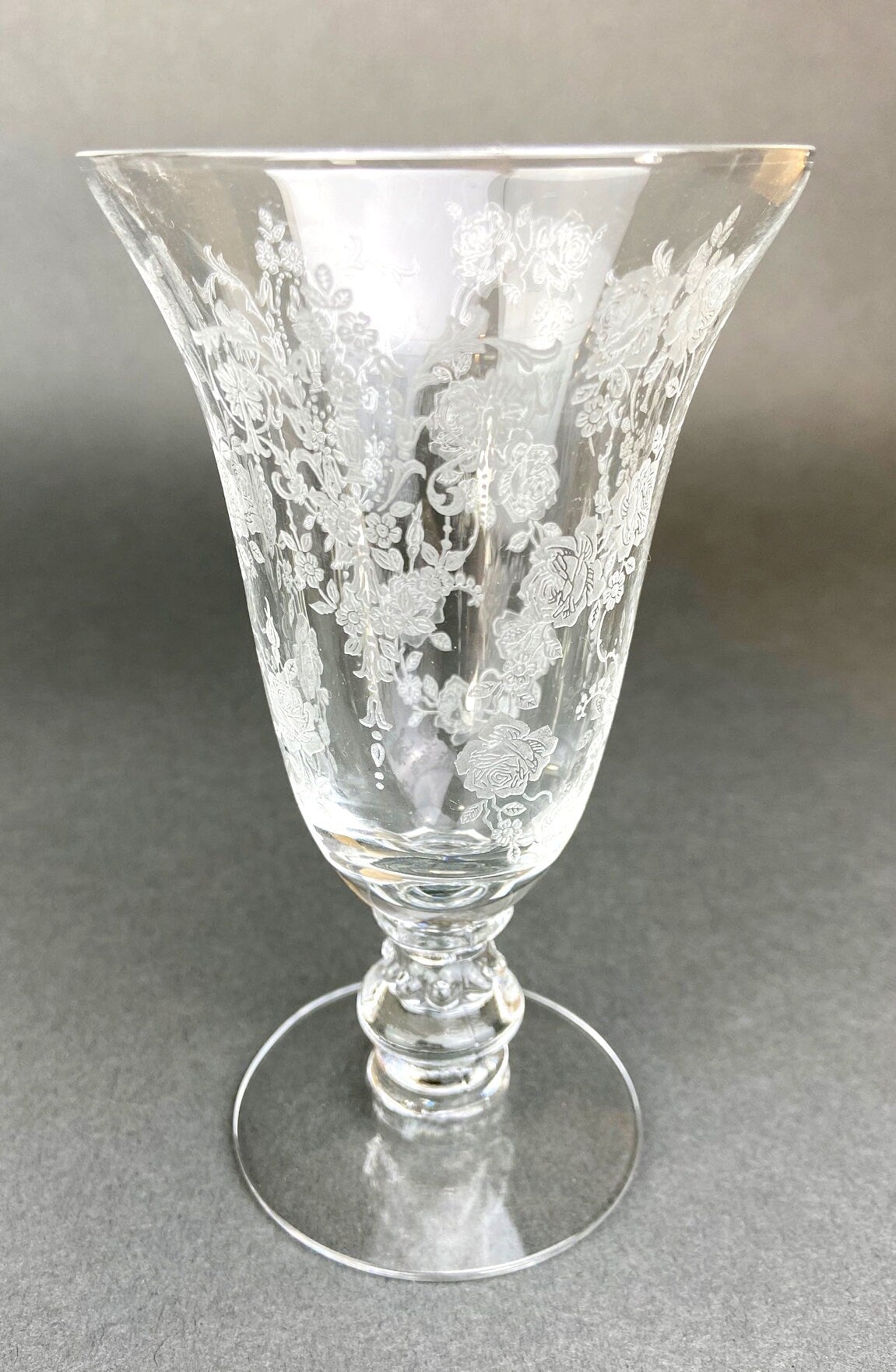 Antique Tiffin Franciscan Juice Glasses, Etched Cherokee Rose Pattern, Set of 5