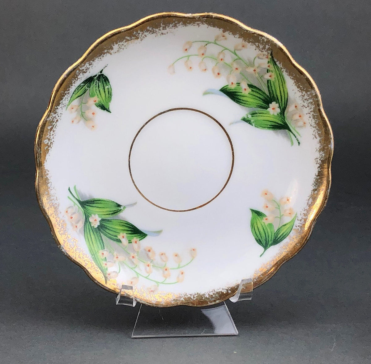 Vintage Teacup and Saucer with Lilies of the Valley Pattern
