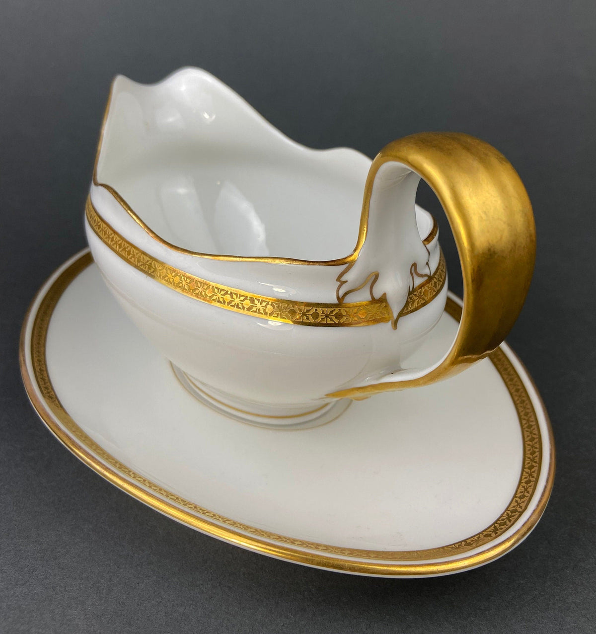 Antique Haviland Limoges Porcelain Gravy Soup Boat, Wedding Band China