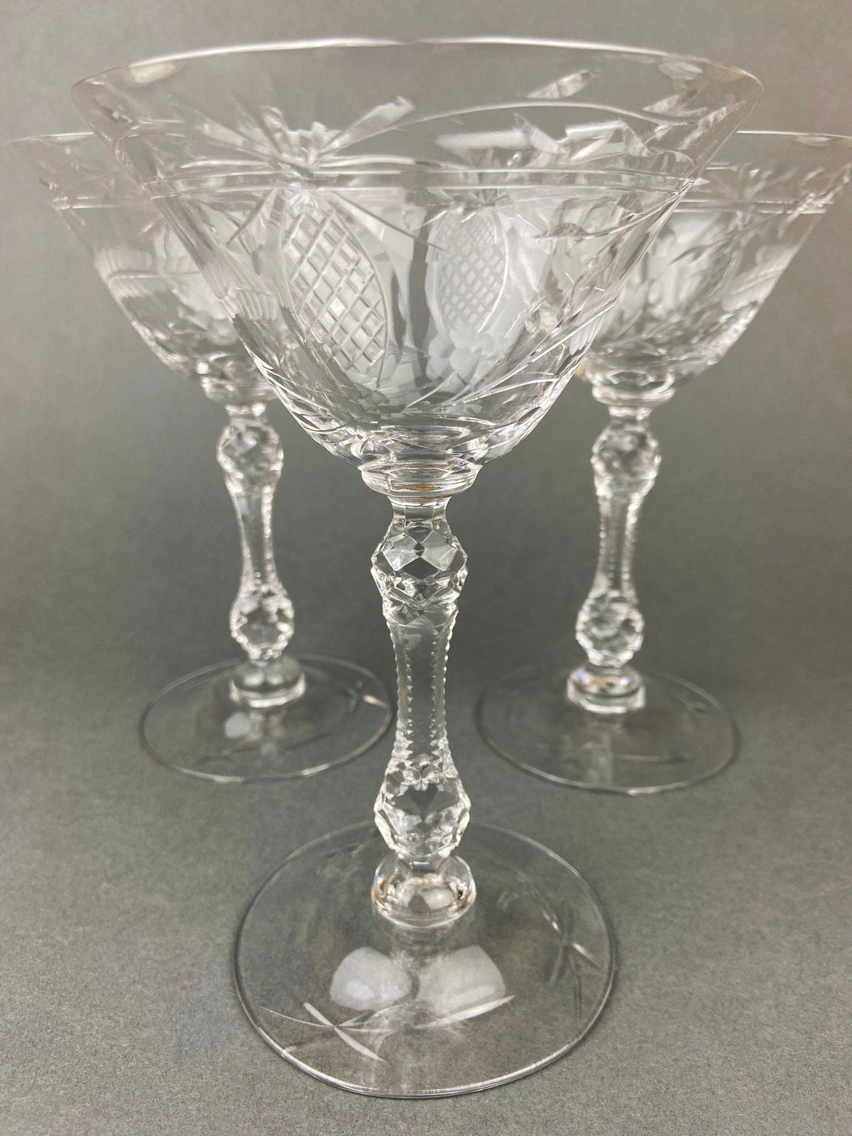 Vintage Cut Crystal Champagne Glasses - Set of 6 Fine Stemware