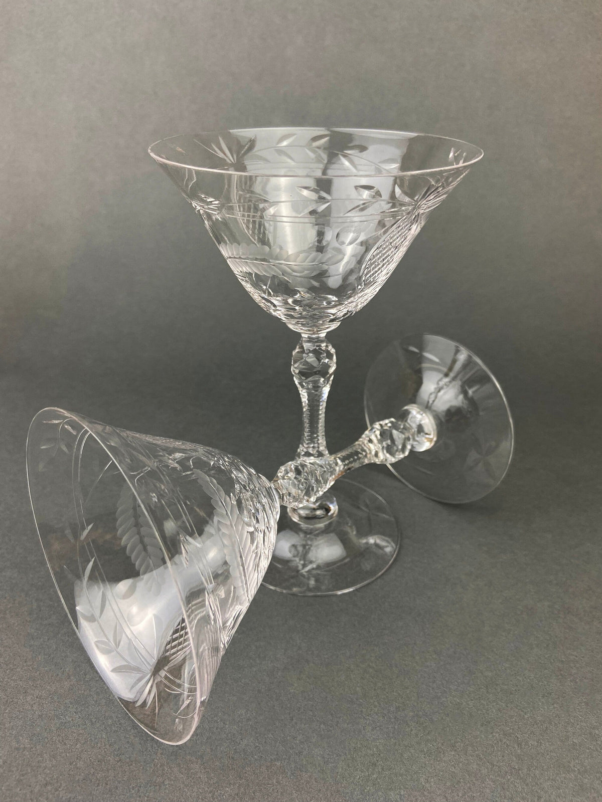 Vintage Cut Crystal Champagne Glasses - Set of 6 Fine Stemware