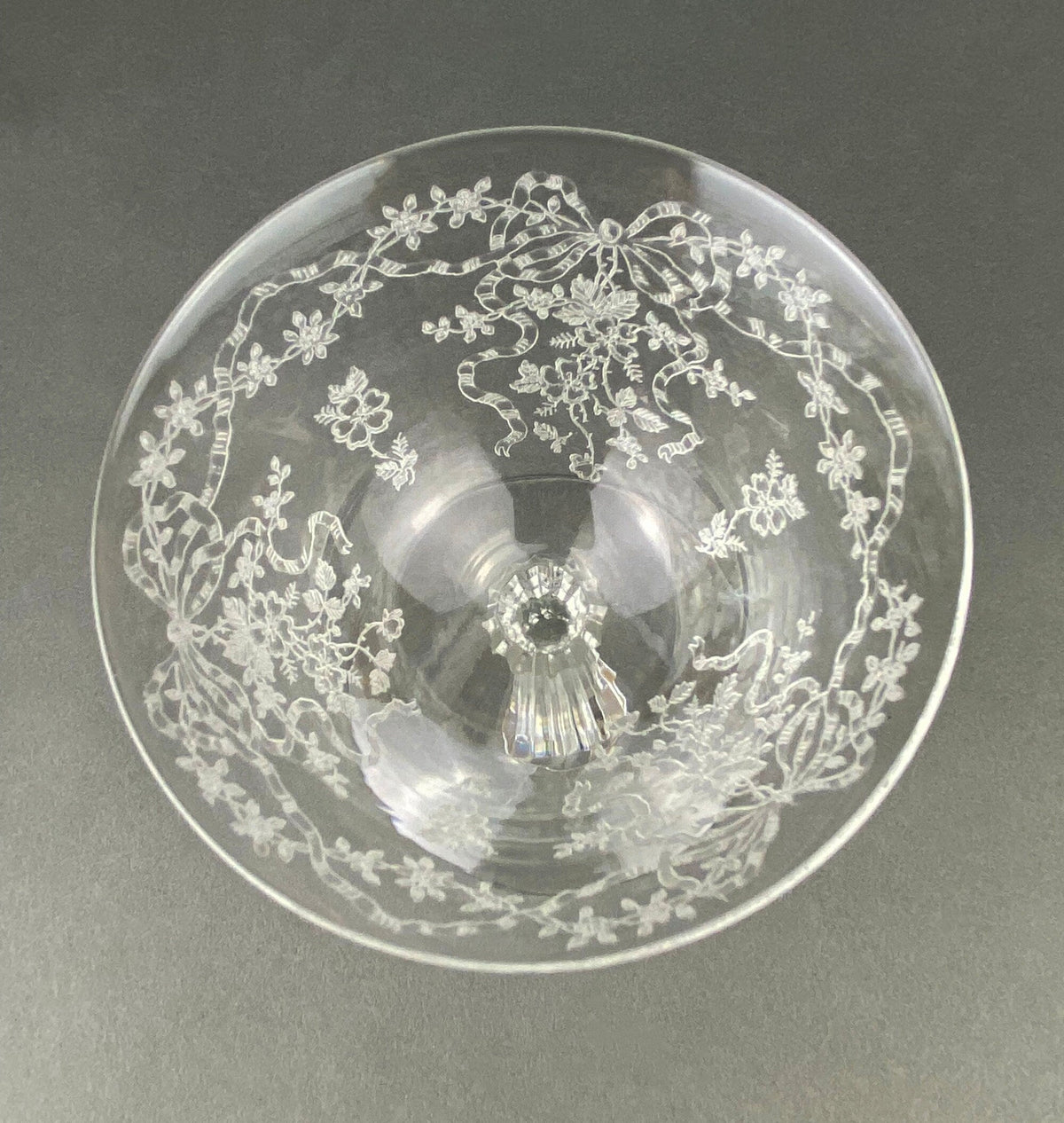 Vintage Fostoria Champagne Glasses, Set of 6 Etched Crystal Stemware