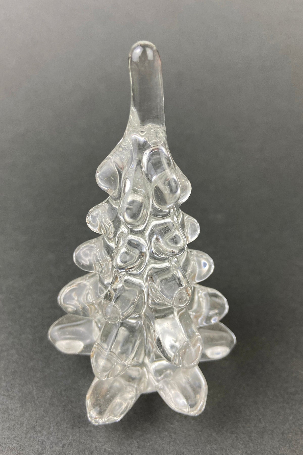 Lead Crystal Clear Christmas Tree. Hand Crafted Art Glass Spruce Tree. 8" Tall Pine. Holiday or Year-Round Decor.