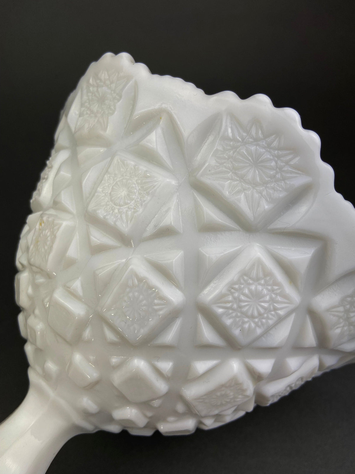 Vintage Milk Glass Bowl and Butter Dish, Waffle Pattern, Scalloped Edge