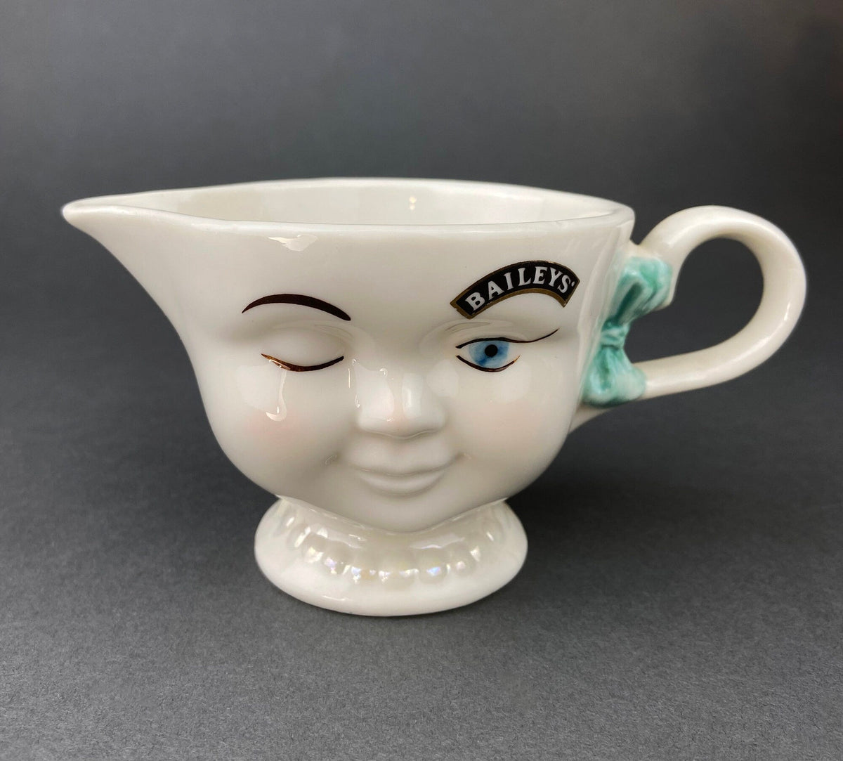 Bailey's Winking Face Creamer with Blue Bow - Yum Collectible Limited EditionCreamer