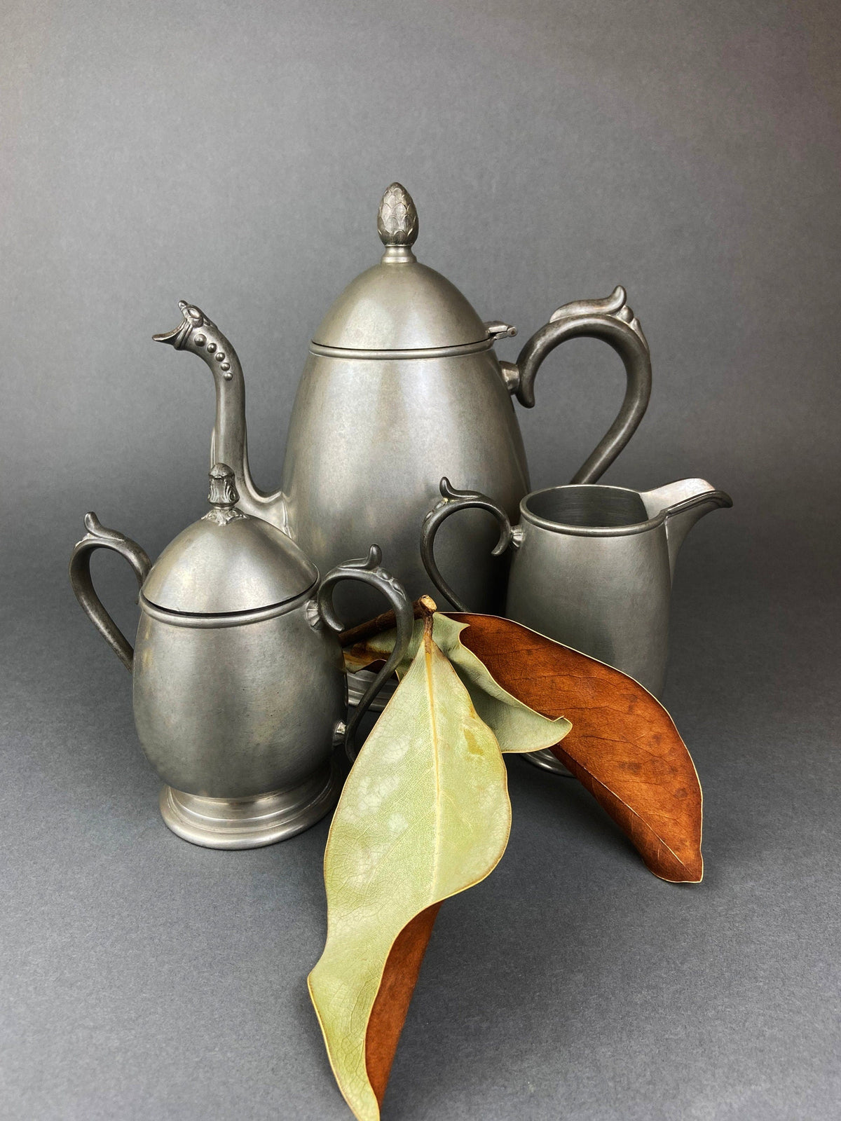 Vintage Pewter Coffee Set. KSC p81 Pewter. Coffee Pot, Sugar Bowl and Creamer.