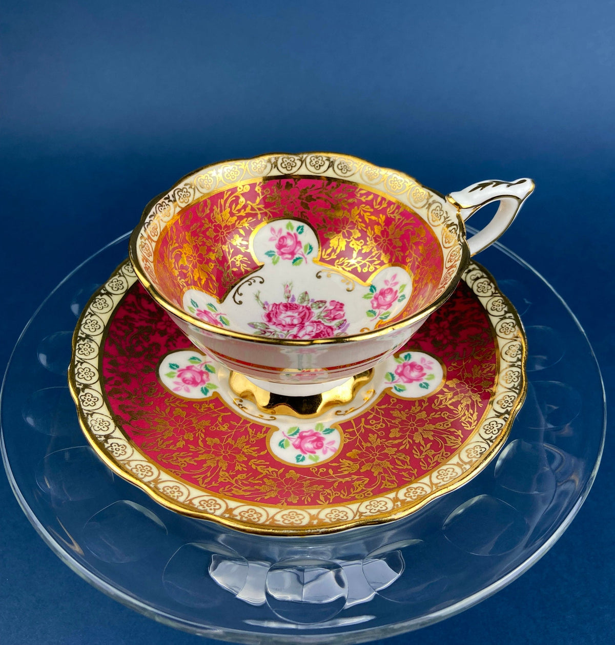 Vintage Teacup and Saucer. Hand Painted in Occupied Japan. Fine Bone China.
