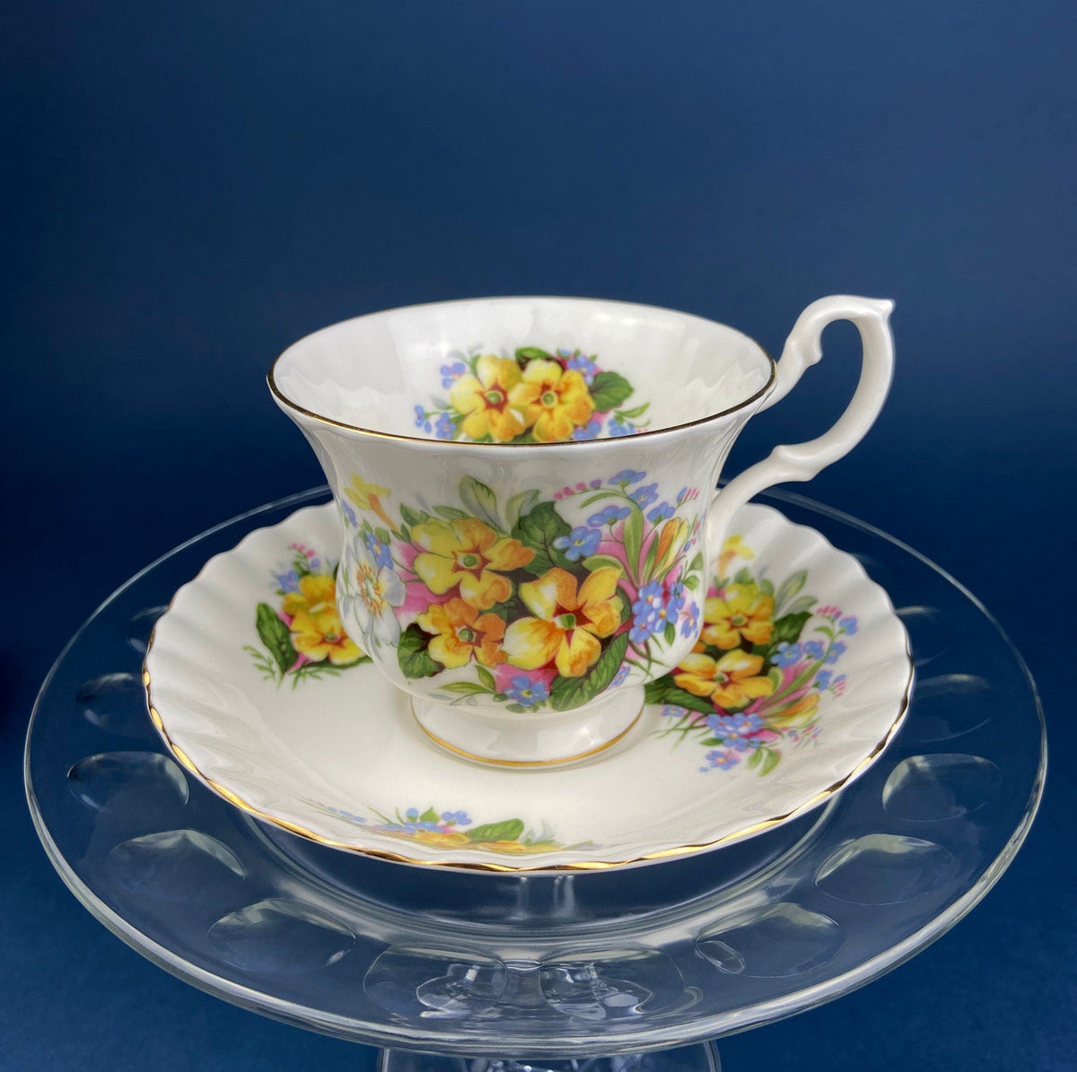 Vintage Tuscan Cup and Saucer: Hand-Painted Floral Tea Set