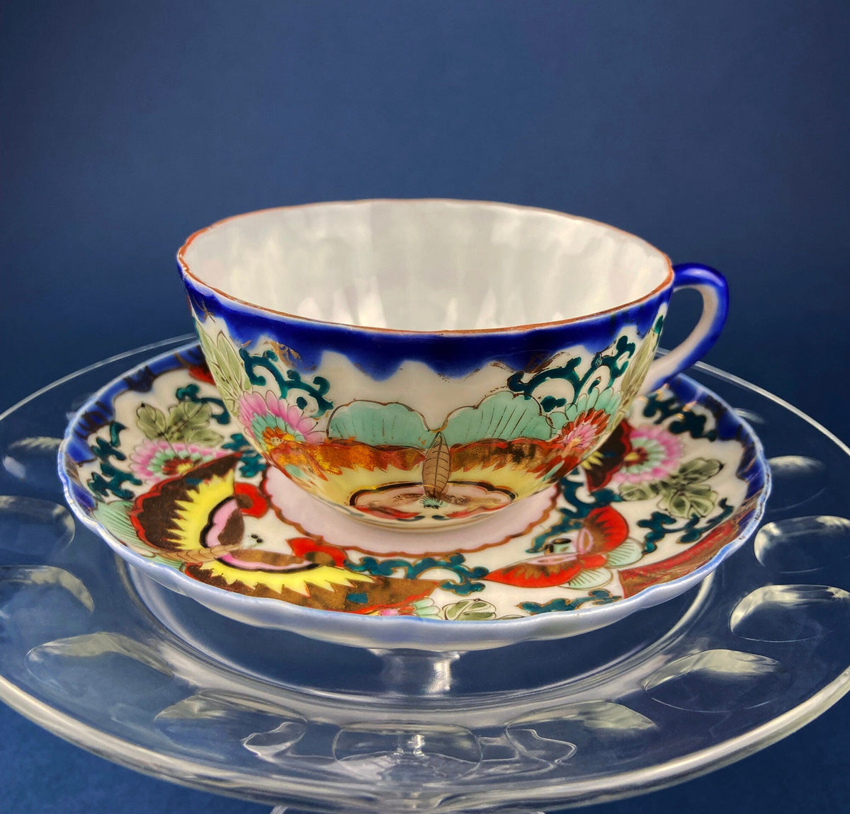 Crown Staffordshire Ellesmere Tea Cup and Saucer. Amazing Set with Repousse Detail ing, Number 14962 .