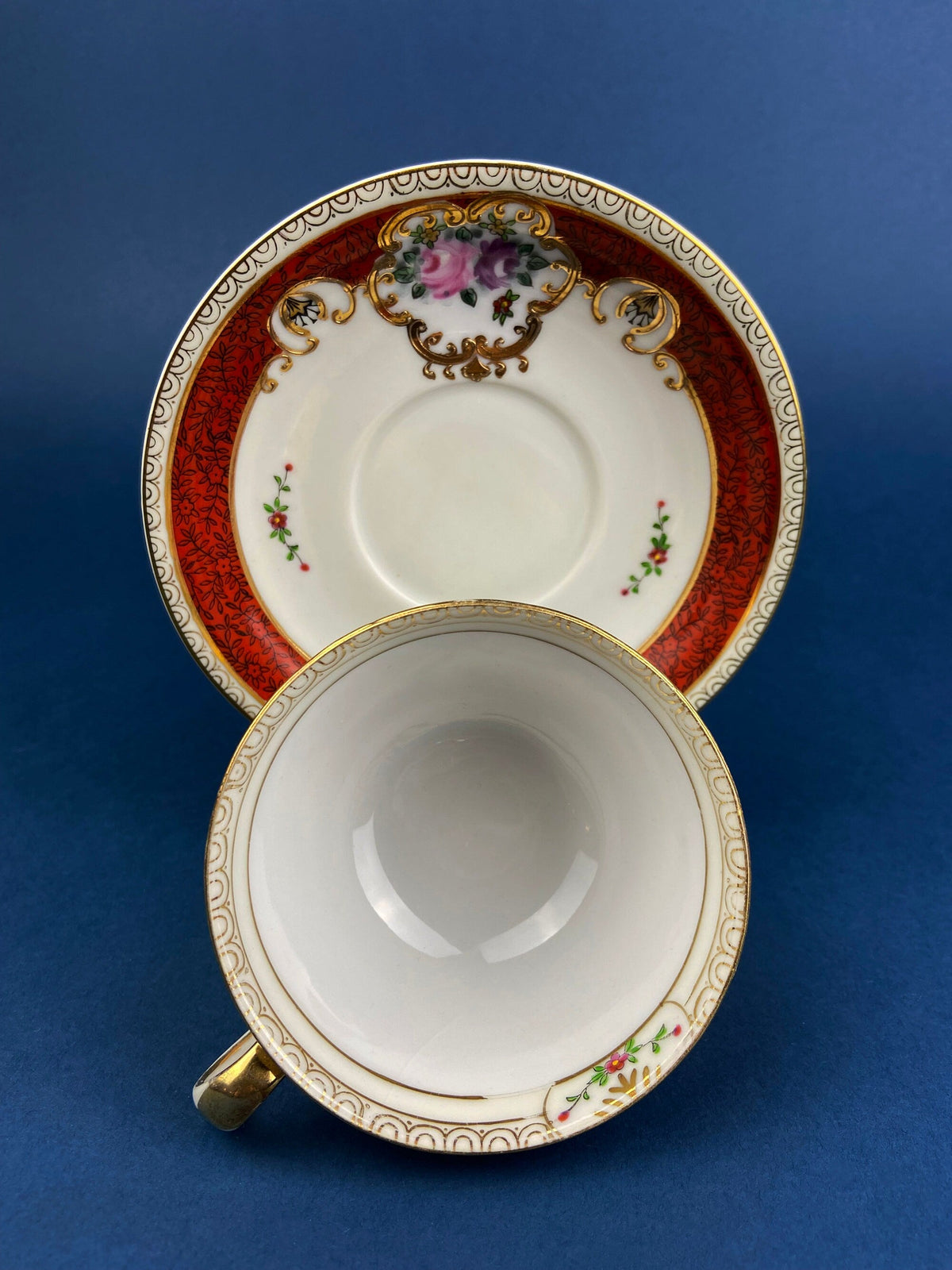 Vintage Teacup and Saucer. Hand Painted in Occupied Japan. Fine Bone China.