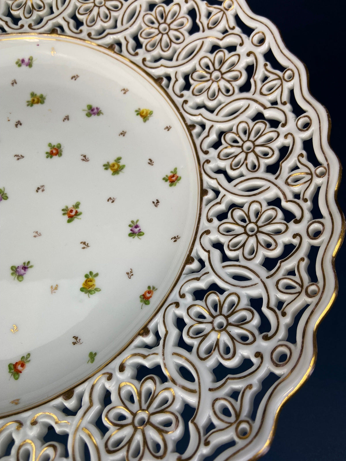 Porcelain Bowl by RS Prussia with Hand Painted Wild Roses and Embossing