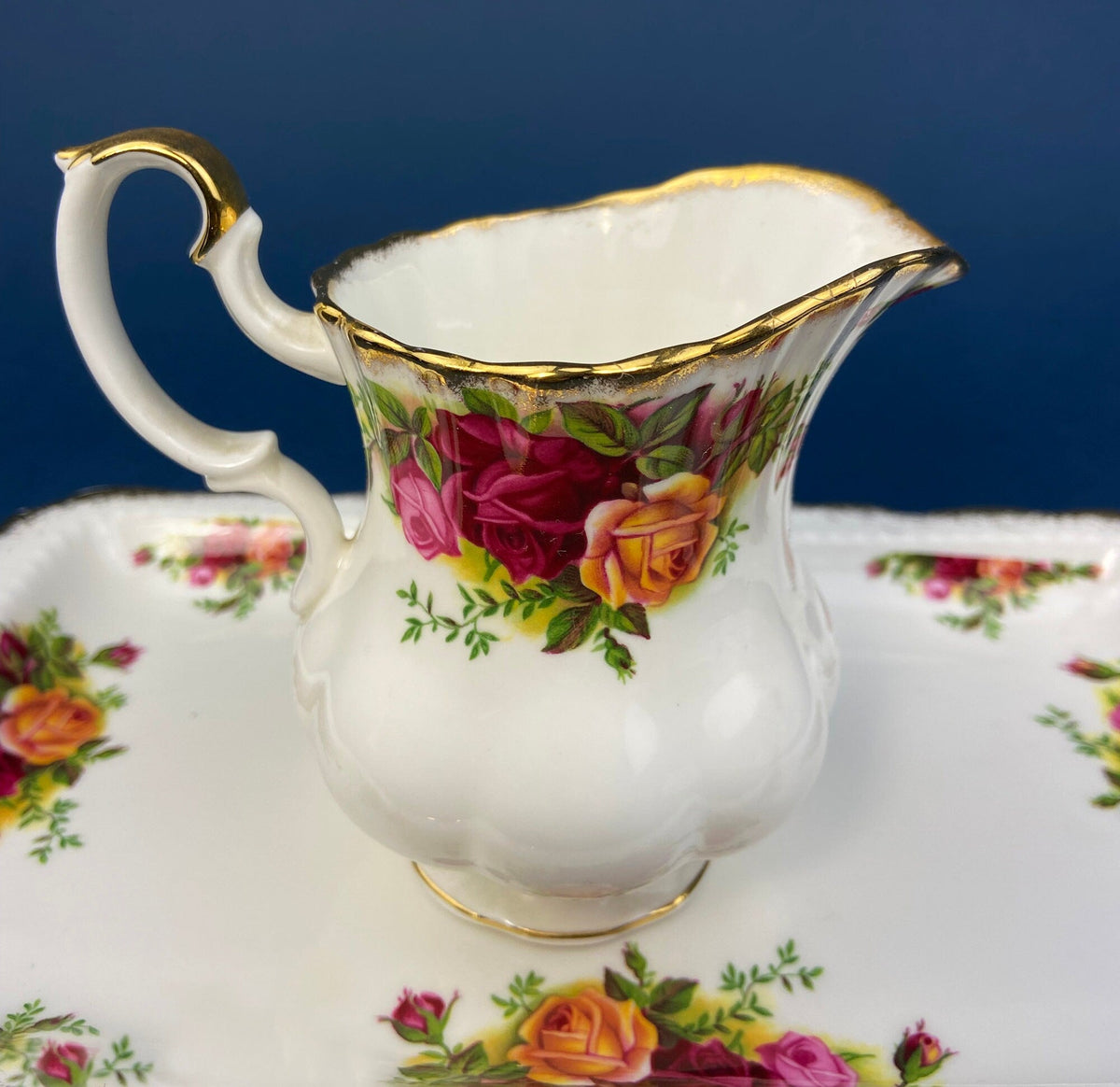 Royal Albert Old Country Roses Breakfast Set, Creamer, Sugar Bowl, Vase, Made in England
