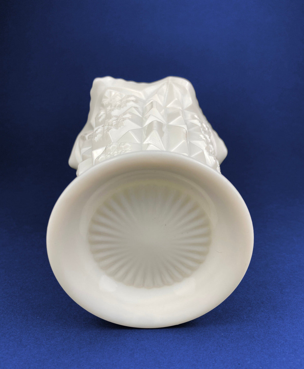 Vintage Westmoreland Milk Glass Vase: Block and Star Quilt Design