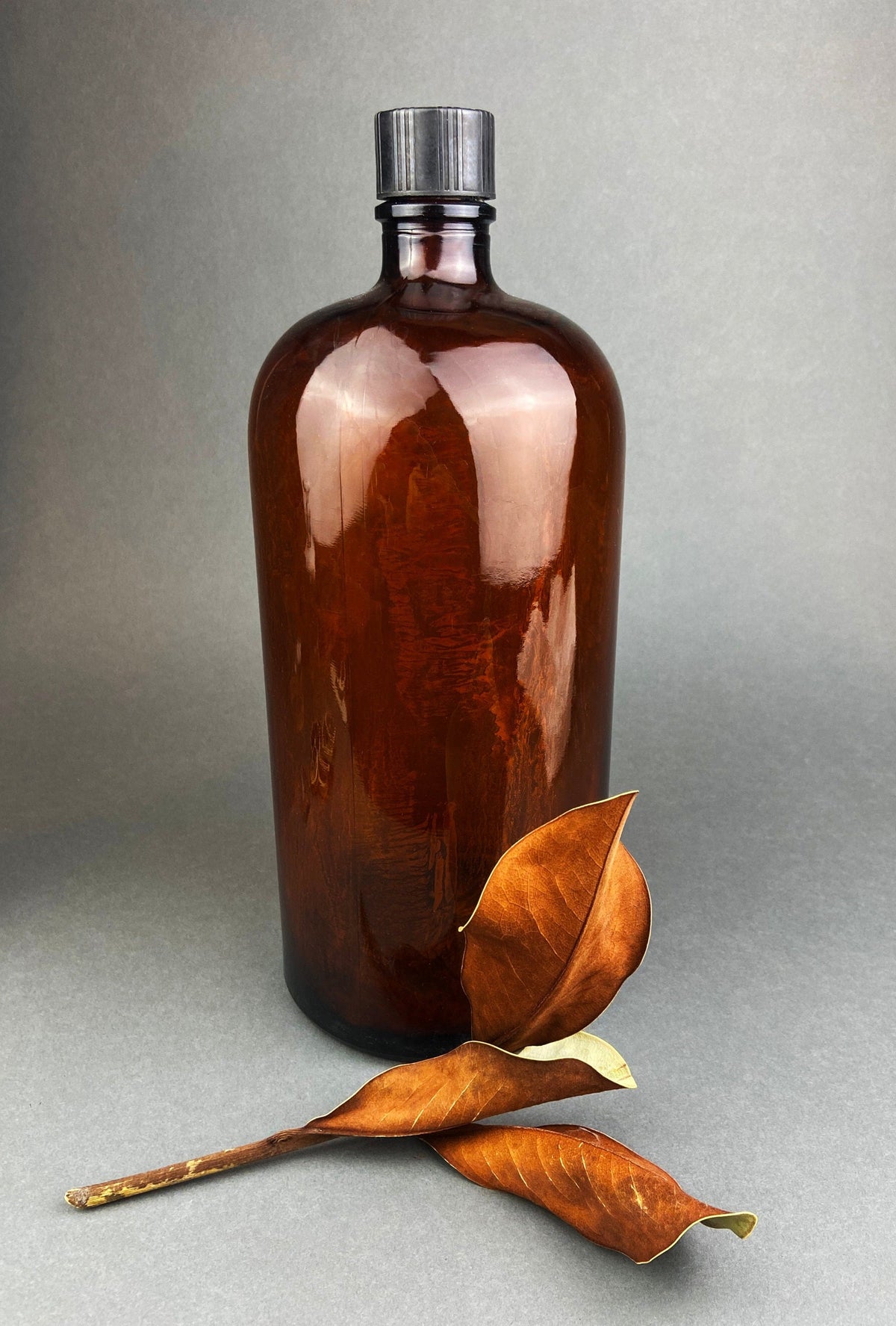 Vintage Extra Large Amber Duraglas Apothecary Bottle, Owens Alton