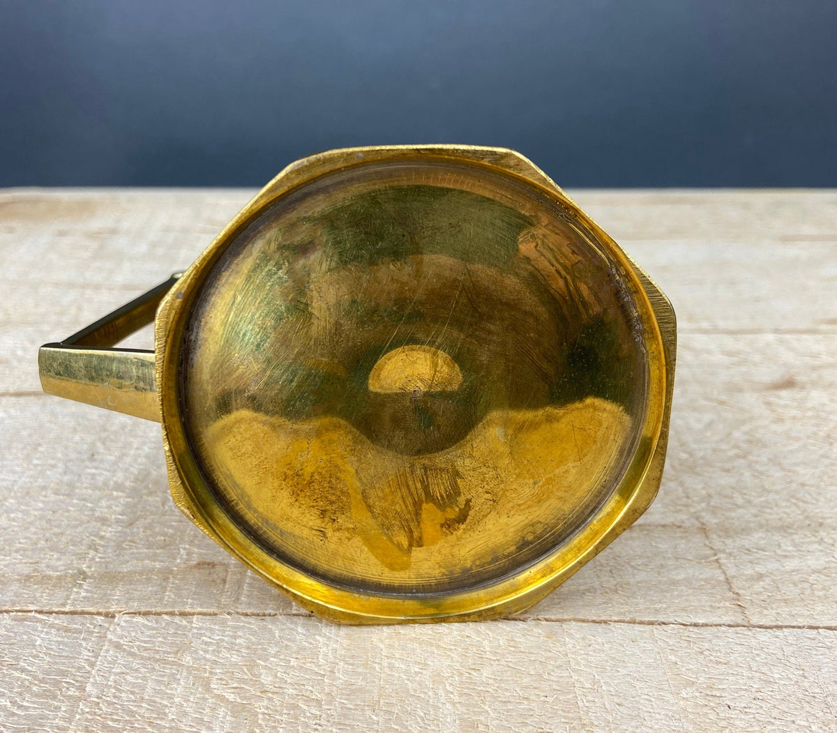 Antique Brass Creamer and Sugar Dish. Heavy Brass Containers with Handles. Kitchen Accessories.