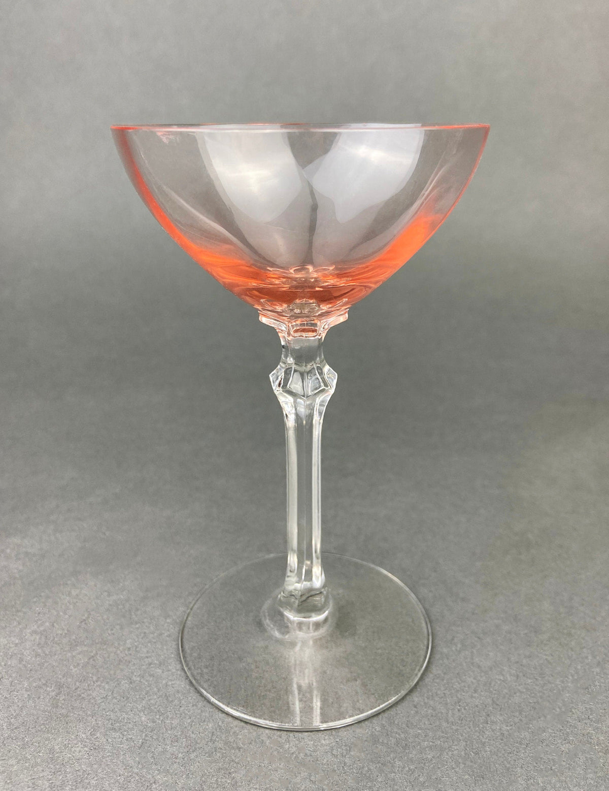 Vintage Fostoria Crystal Glasses in Pink. Tall Claret Light Pink Stemware. Set of Five Footed Glassware for Fine Dining.
