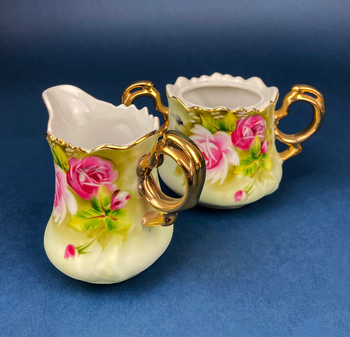Lefton Tea Cup and Saucer: Hand Painted Roses, Collectible Tea Set