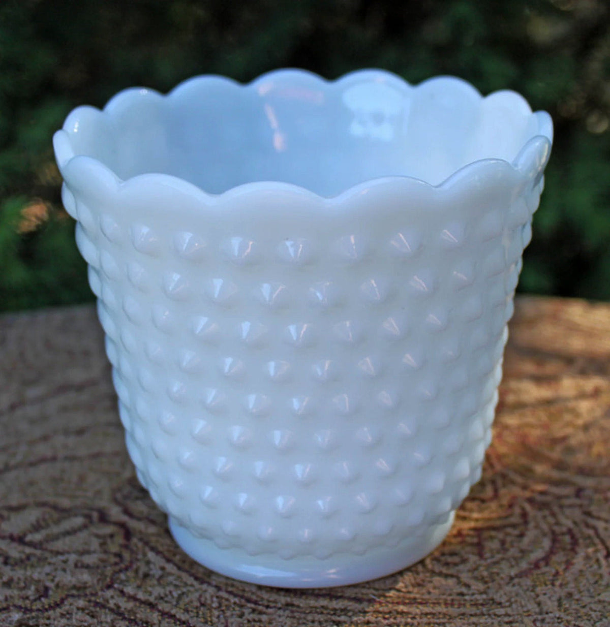 Milk Glass Planters or Vases. Vintage White Flower Pots with Ribbed Patterns and Pinched Rims. Set of Three. Window Sill Herbal Garden.
