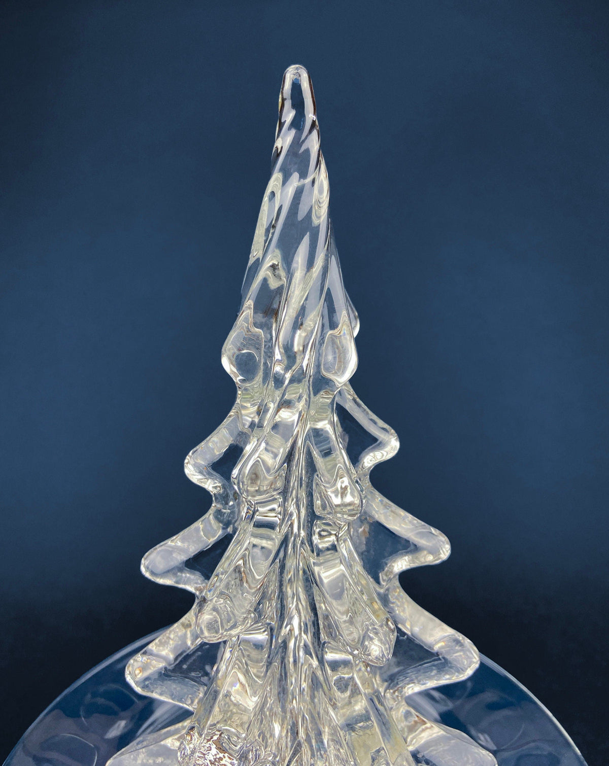 Lead Crystal Clear Christmas Tree. Hand Crafted Art Glass Spruce Tree. 8" Tall Pine. Holiday or Year-Round Decor.