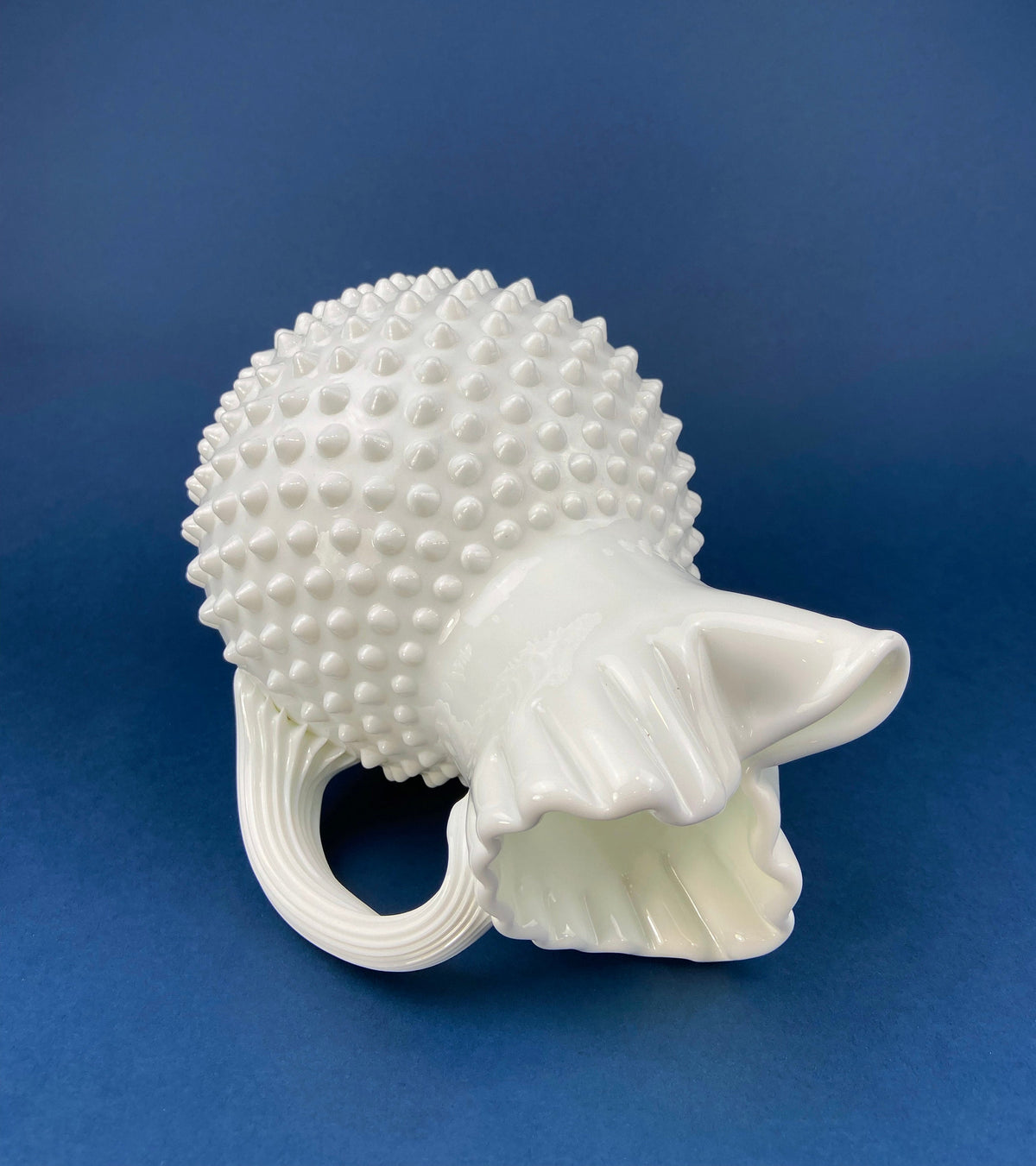 Large Milk Glass Pitcher with Hobnail Pattern and 3 Matching Tall Glasses. Juice Punch Milk Water Jug. Dining Room Decor. Lemonade Stand.