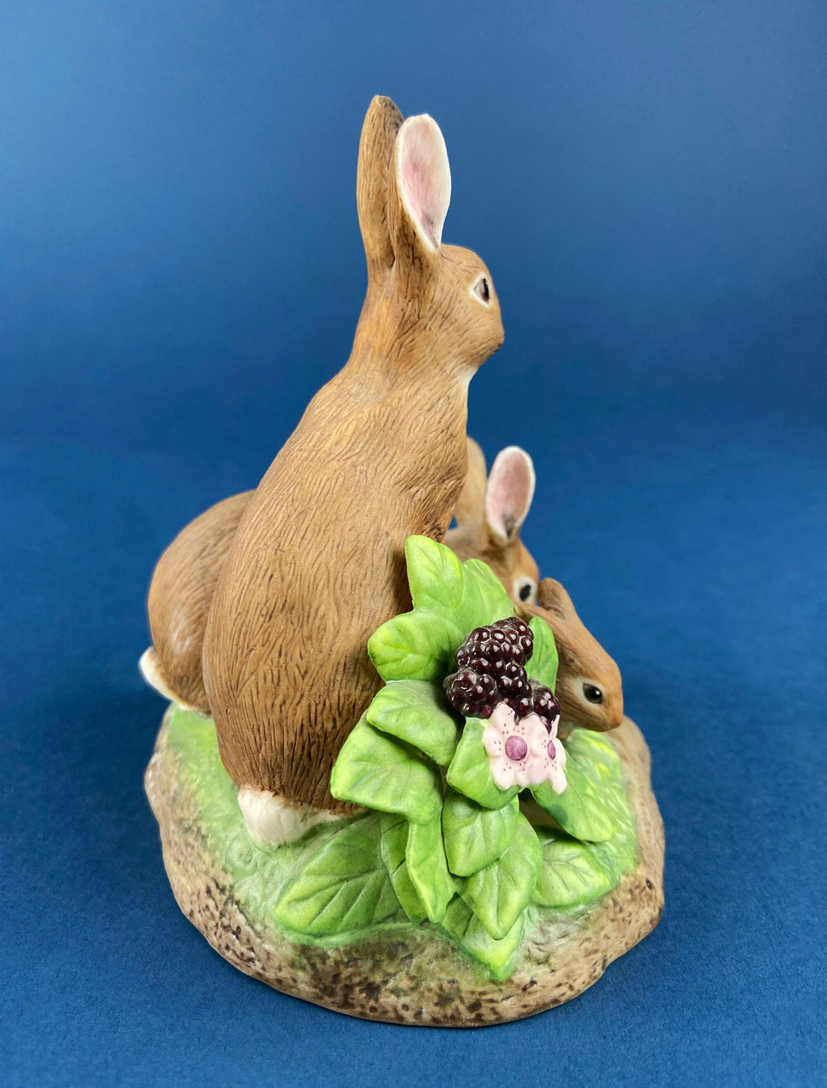 Hand-Painted Porcelain Bunny Family Figurine, RW OM, Easter Decor