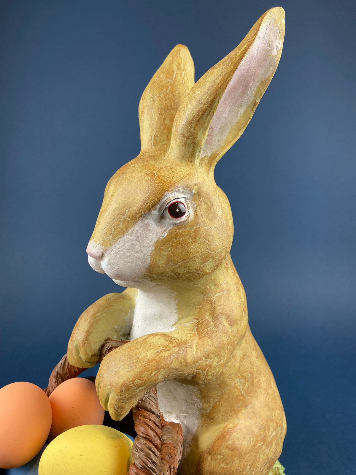 Brown Mom Bunny Figurine Carrying Baby Rabbit on her Back. Cute Rustic Ceramic Easter Decor. Spring Celebration. Modern Farmhouse.