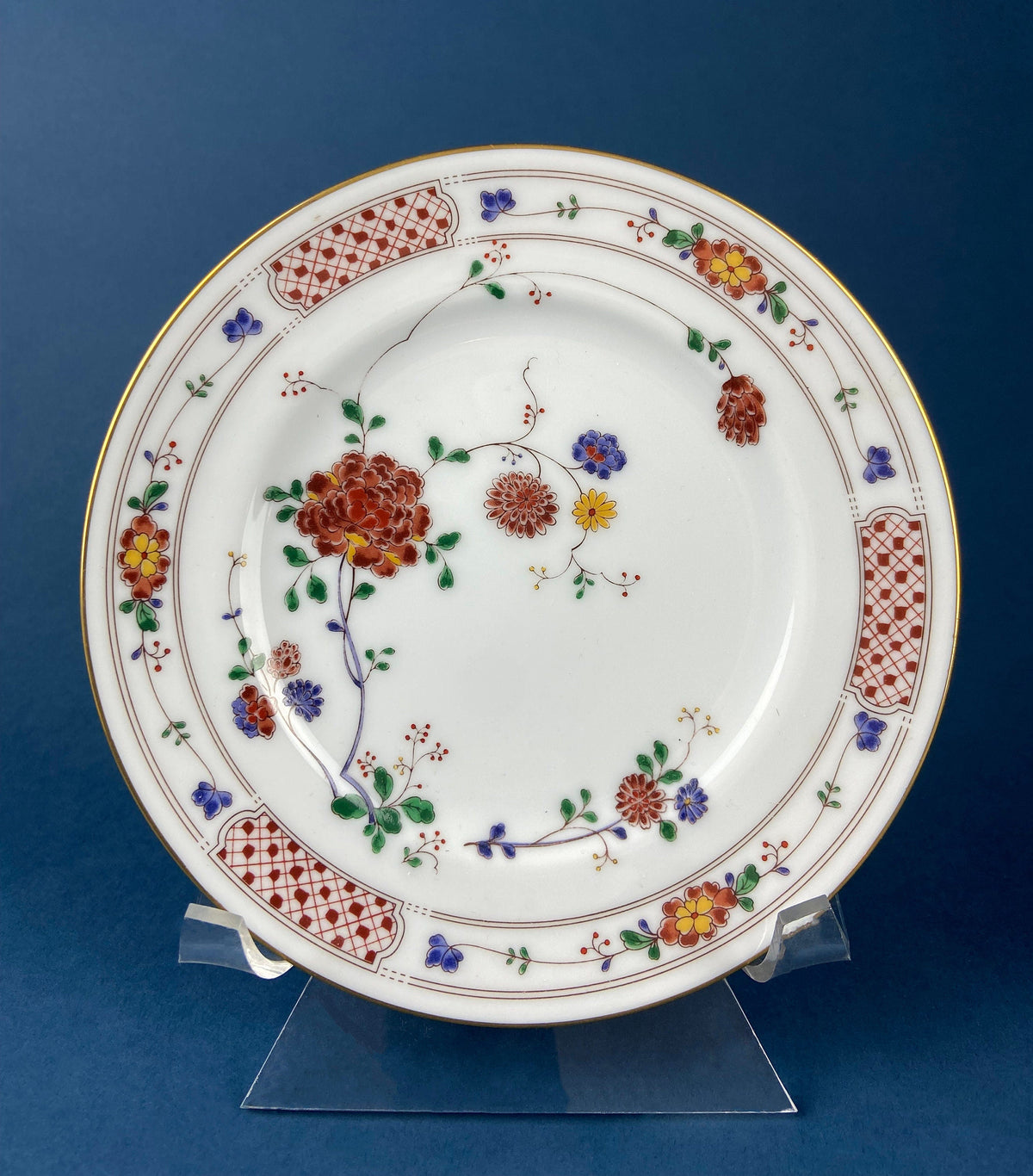 Vintage Porcelain Plates Trio, Dinner Set by Noritake Ireland. Asian Inspired Three Plates: Dinner, Salad, and Dessert.