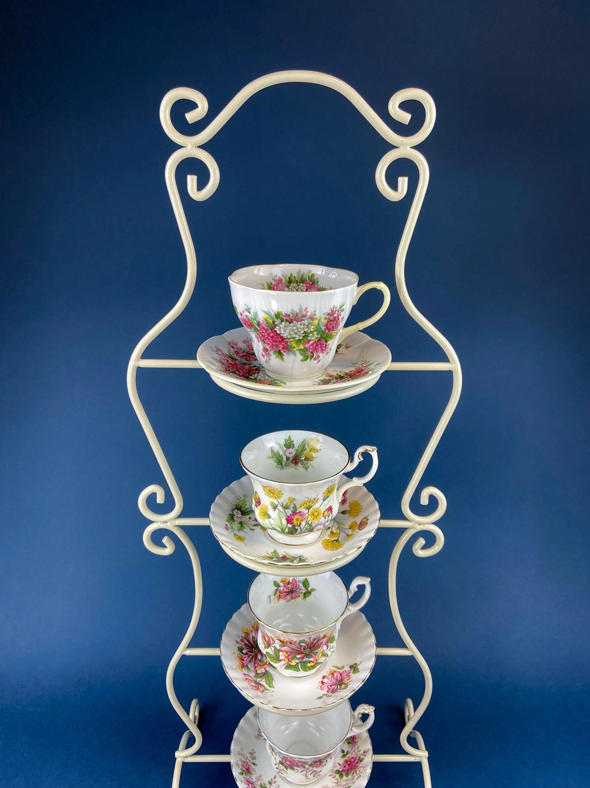 Antique Royal Jackson Tea Cup and Saucer: Cream Porcelain with Gold Band