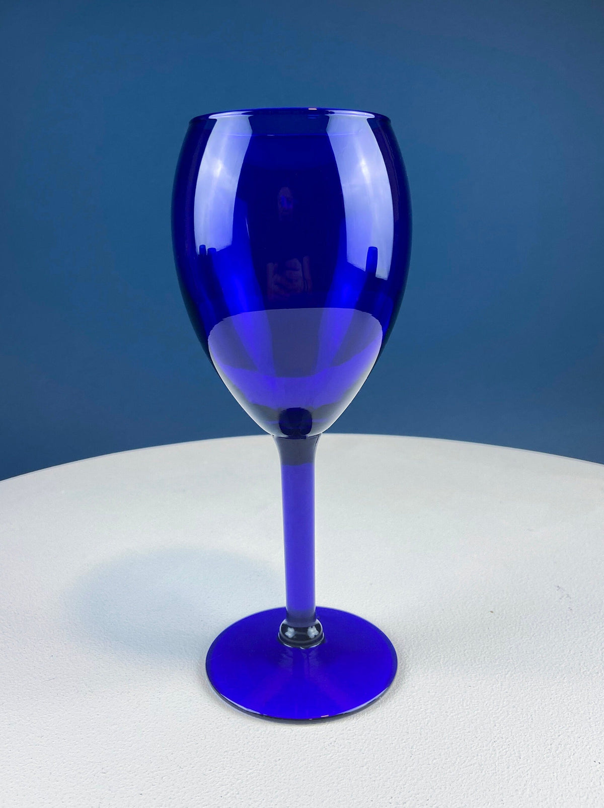 Cobalt Blue Wine Glasses.  Set of Six Stemware. Dark Blue Modern Glasses. Holiday Celebration.