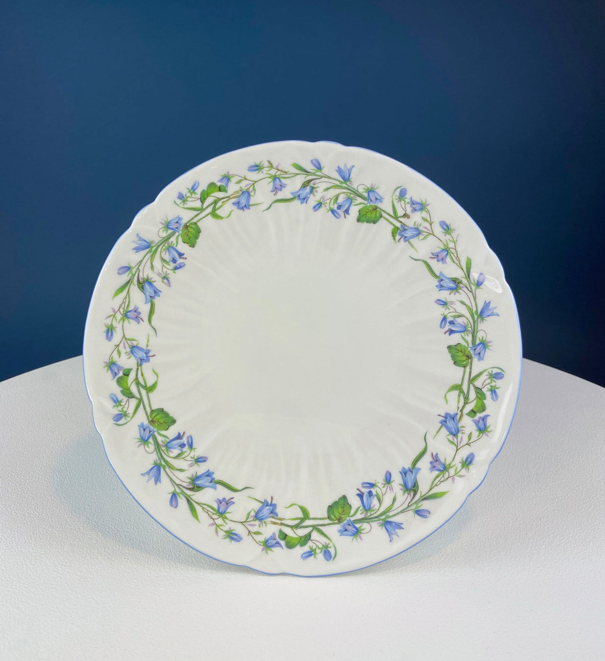 Antique Shelley Porcelain Cup and Saucer: Blue Rock Floral Pattern