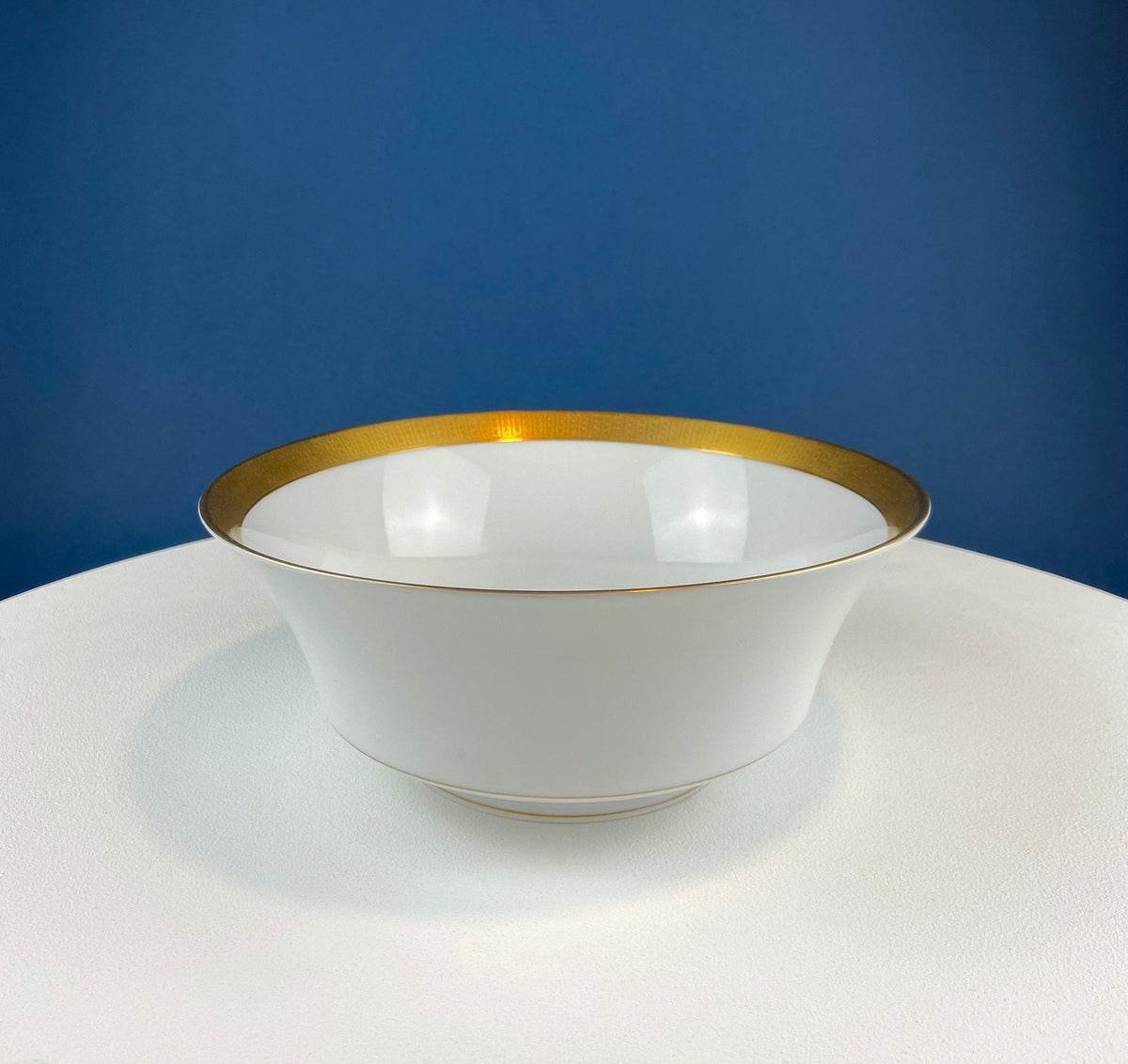 White and Gold Sango Porcelain, Georgetown Bowl. Wedding Band Pattern Porcelain Serving Dish.  Wedding Gift.