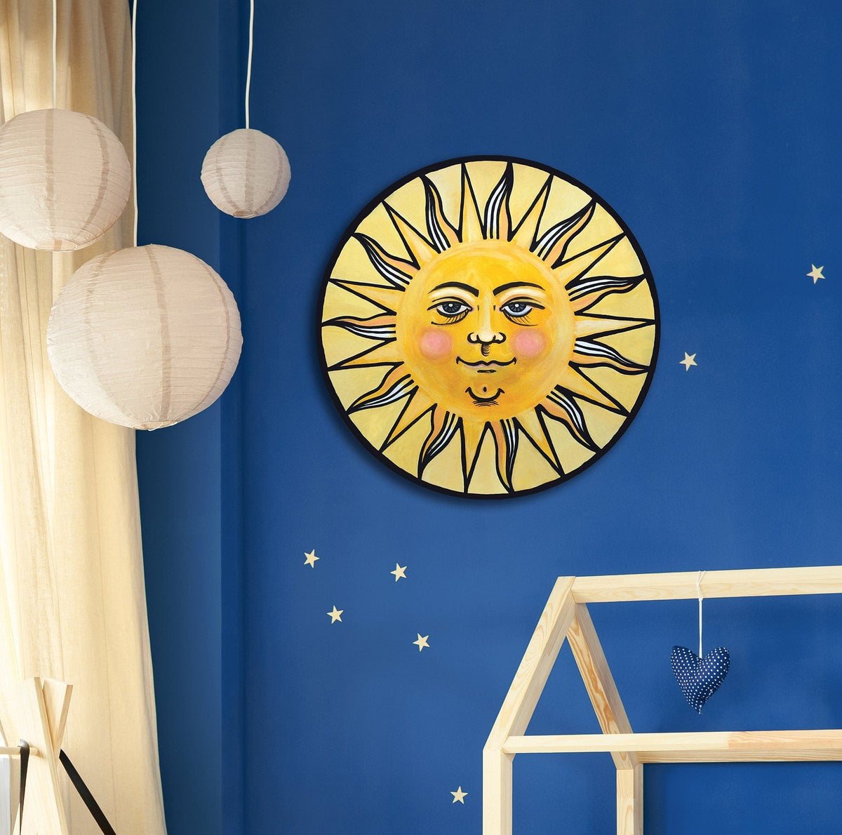 Sun Wall Art Ready to Hang 20" Smiling Yellow Sun Wall Decor