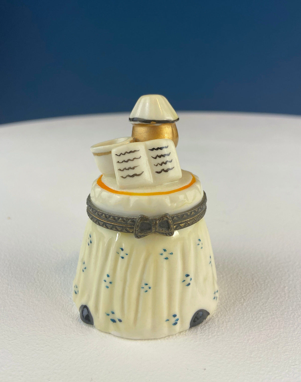 Miniature Porcelain Pill Boxes Shaped Like Dining Vignettes. Collection of 5. Hand Painted Collectible Ring Boxes. Gift for Her.