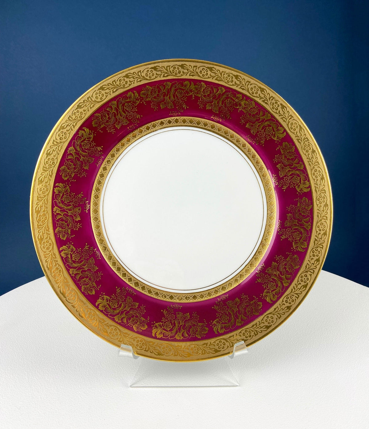 Gold on Gold Cup and Saucer by Wheeling, Germany, Paired with Stunning Gilded Hutschenreuther Serving Plate. Tea Set. Luxury Living.