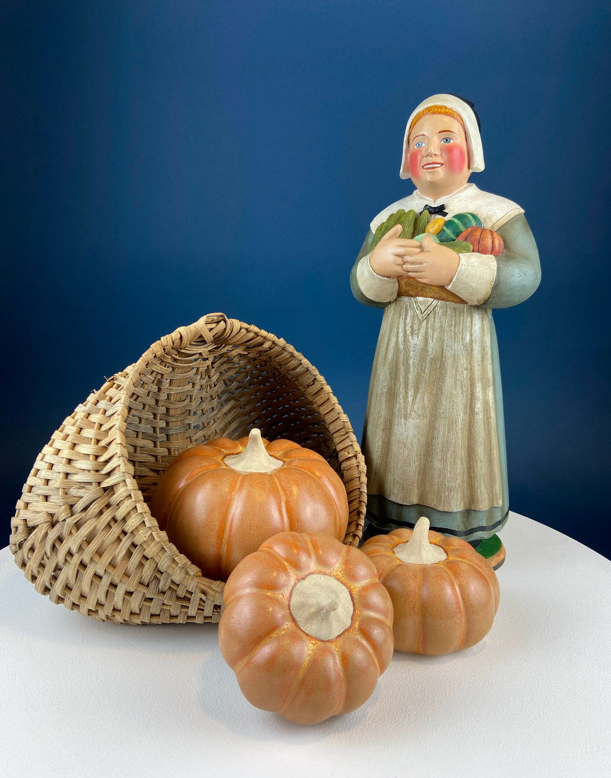 Large Pilgrim Woman Figurine. Our Town Collection by Leo Smith for Dept 56. Hand-Painted Statuette Signed by Artist. Gift for Him or Her.