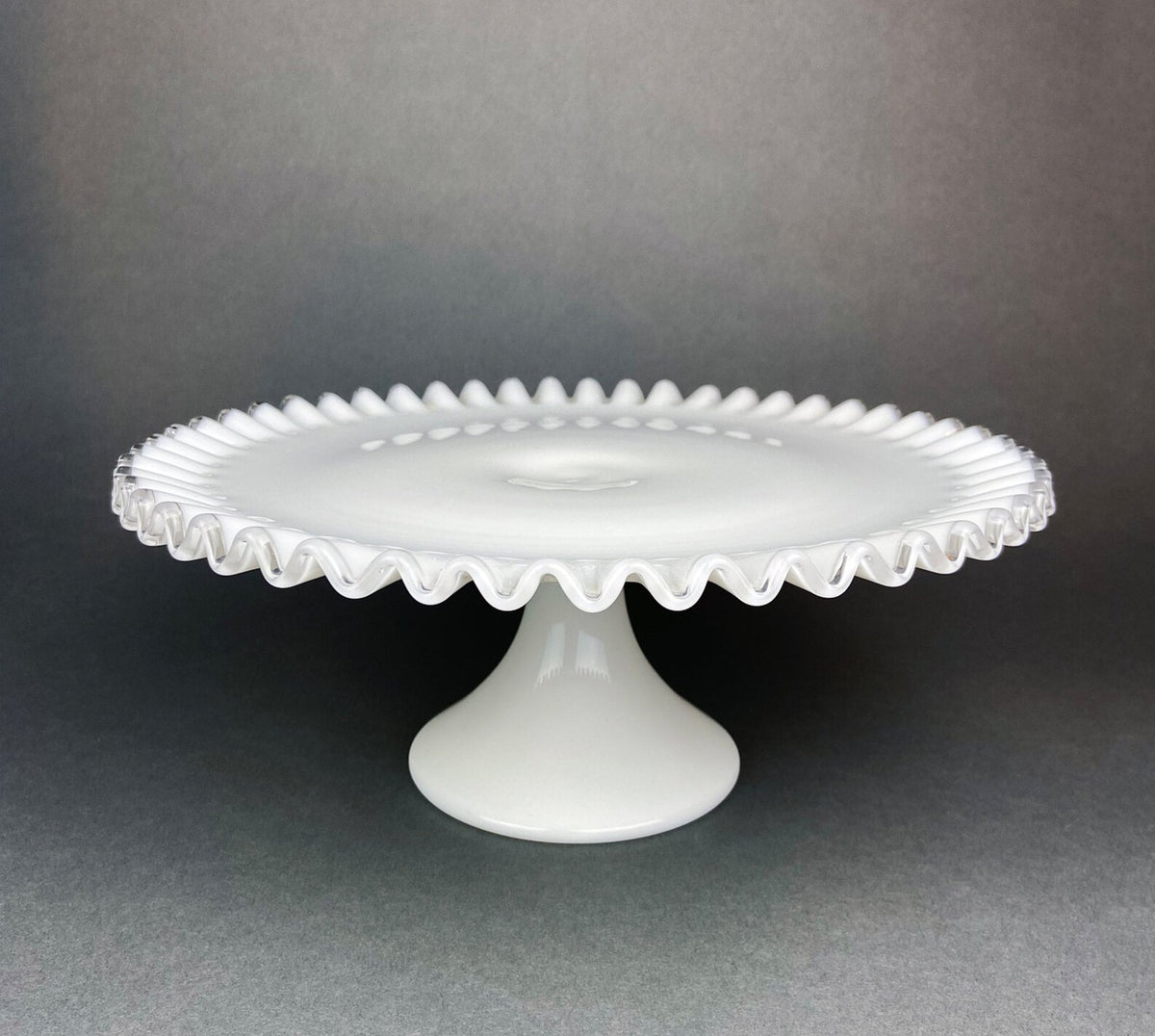 Fenton Milk Glass Hobnail Footed Bowl with Ruffled Edge. Collectible Compote. White Serving Dish. Dining Room Decor. Table Centerpiece.