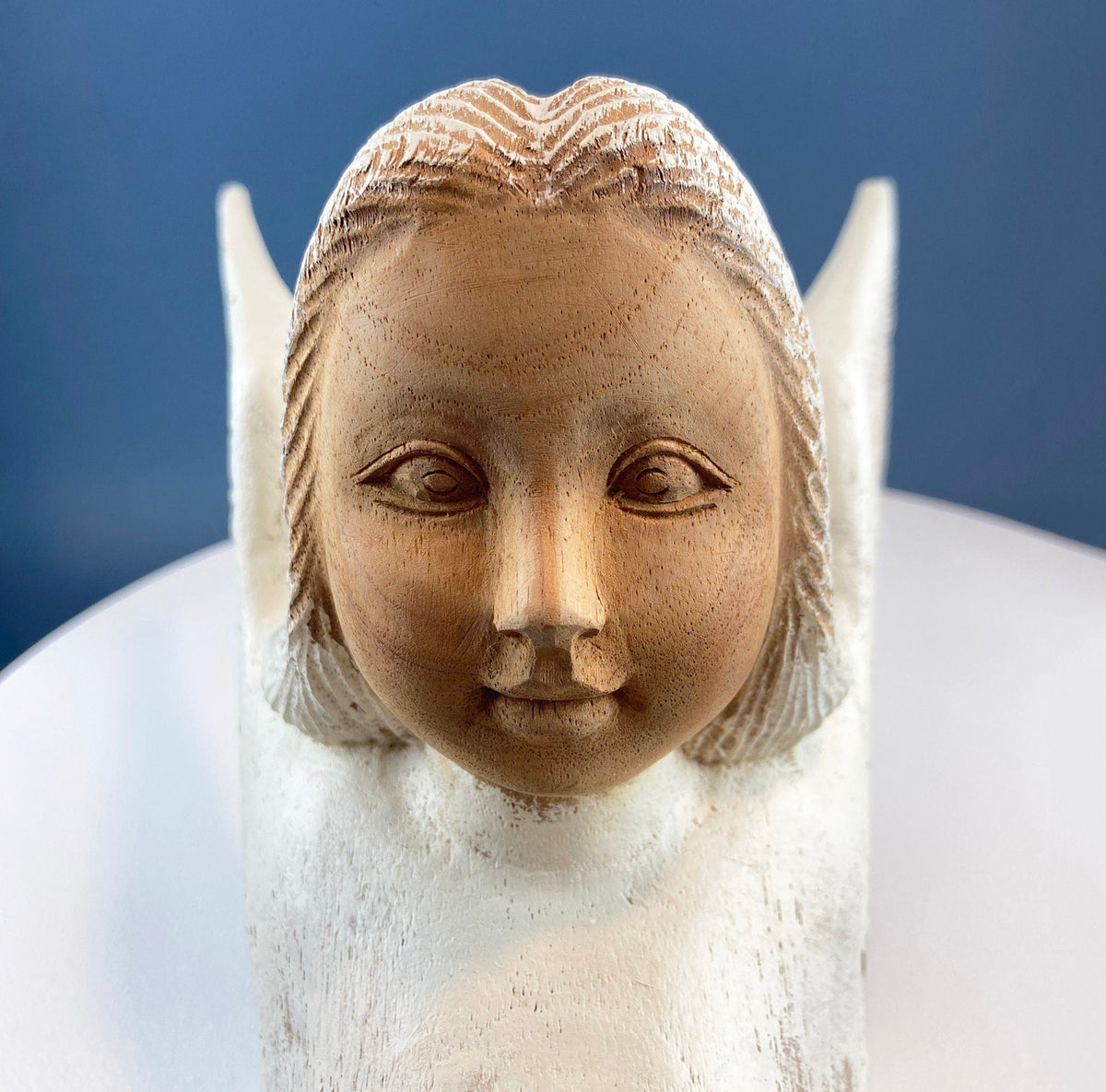 Wooden Hand Carved Angel Figurine. Large Limited Edition, #15, Angel Statue. Stunning Sculpute of Praying Angel. Candle Holder or Art.
