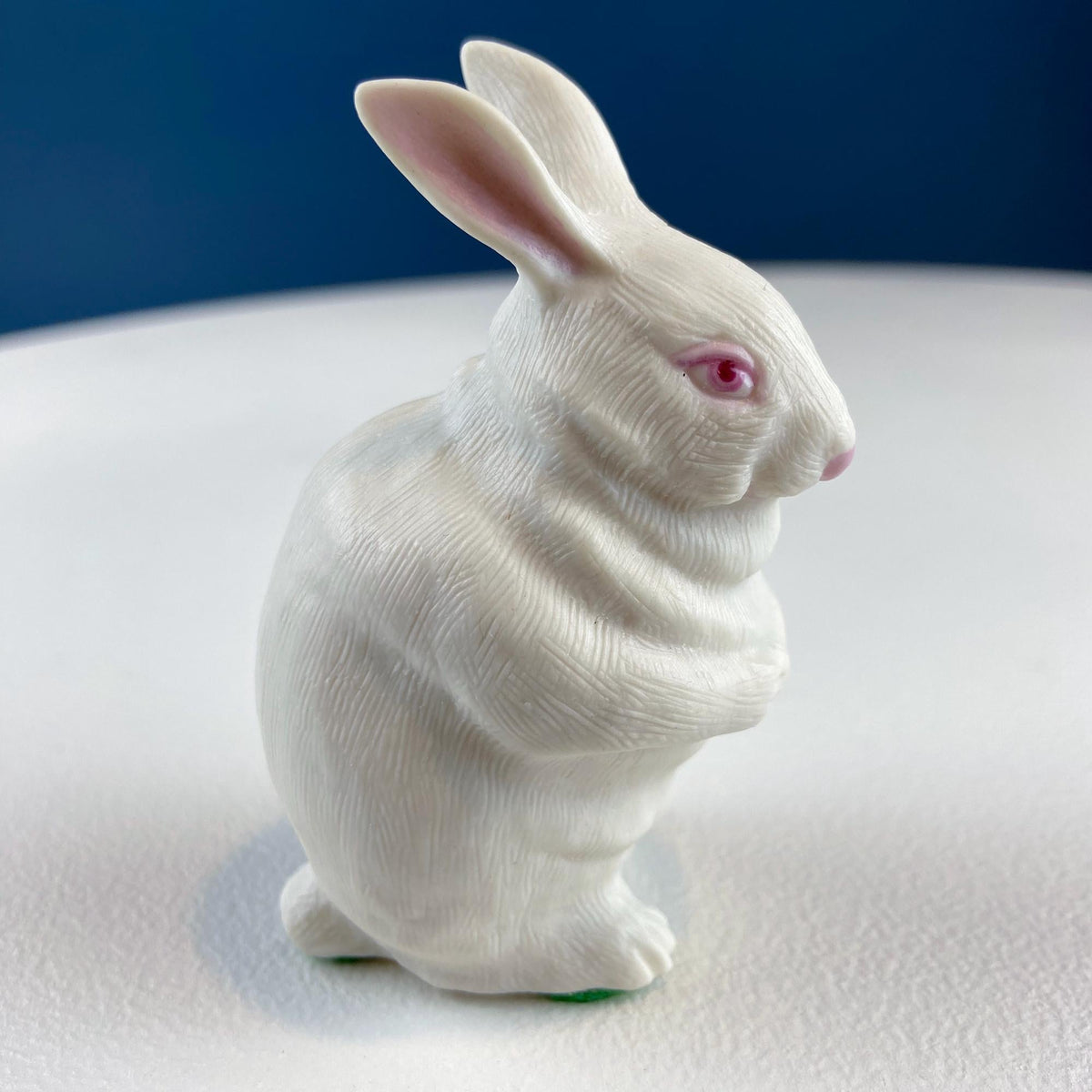 Family of White Porcelain Bunnies with Pink Ears & Eyes. 5 Small Figurines. Home Kids Room Decor. Easter Display. Gift for Him or Her.