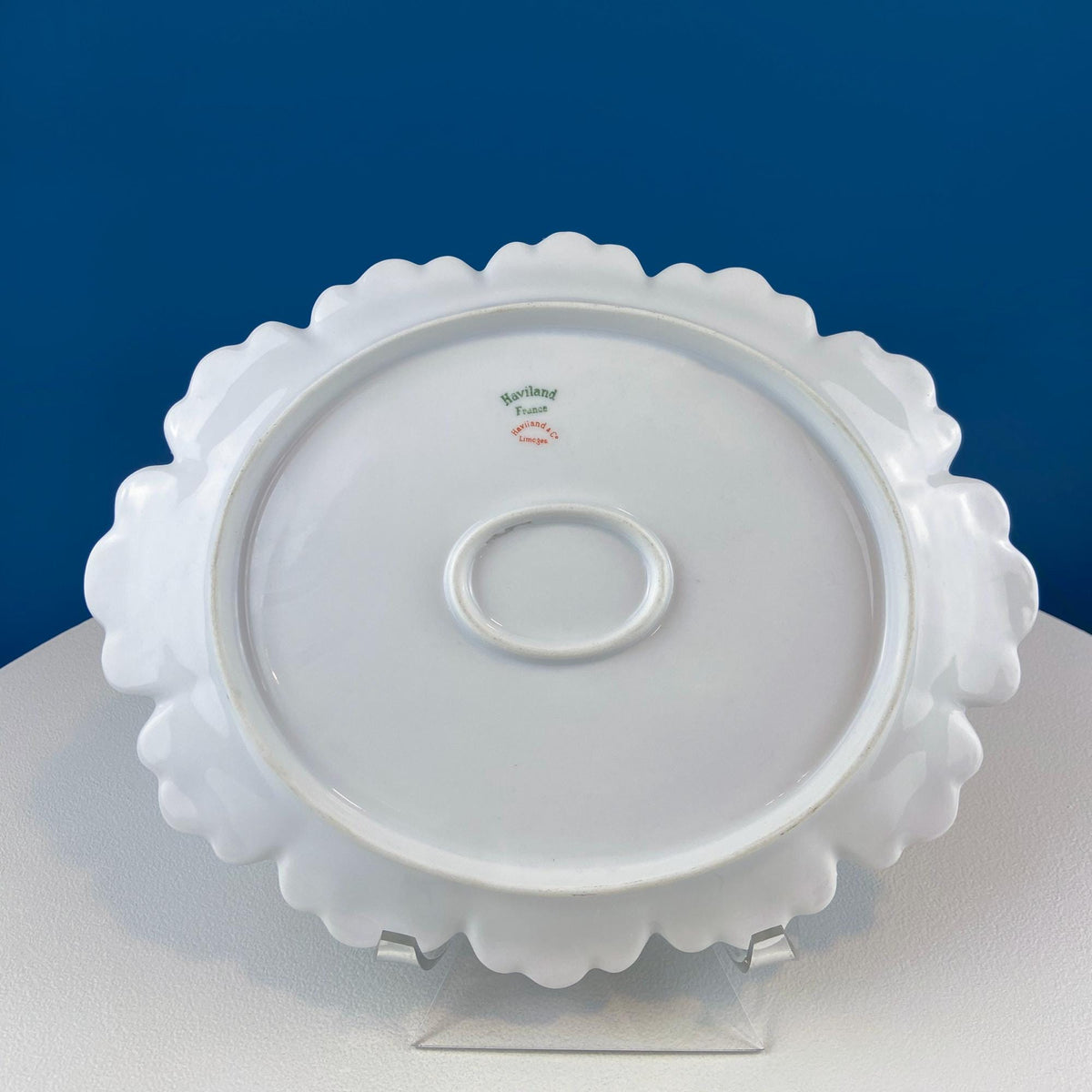 Oval Haviland Limoges Platter with Scalloped Edge. Stunning Porcelain Serving Dish. Wild Roses Motif. French Country. Serviceware.