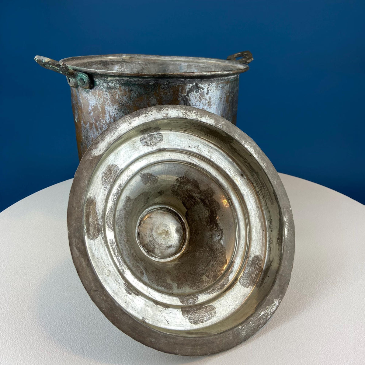 Hand Pounded Tin Copper Turkish Beverage Dispenser with Brass Spigot & Handles. Rustic Jug.