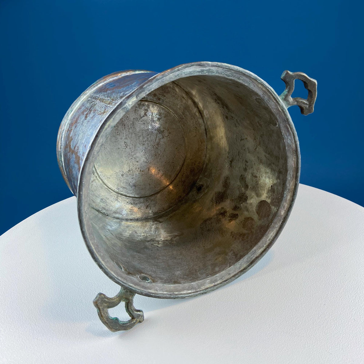Hand Pounded Tin Copper Turkish Beverage Dispenser with Brass Spigot & Handles. Rustic Jug.