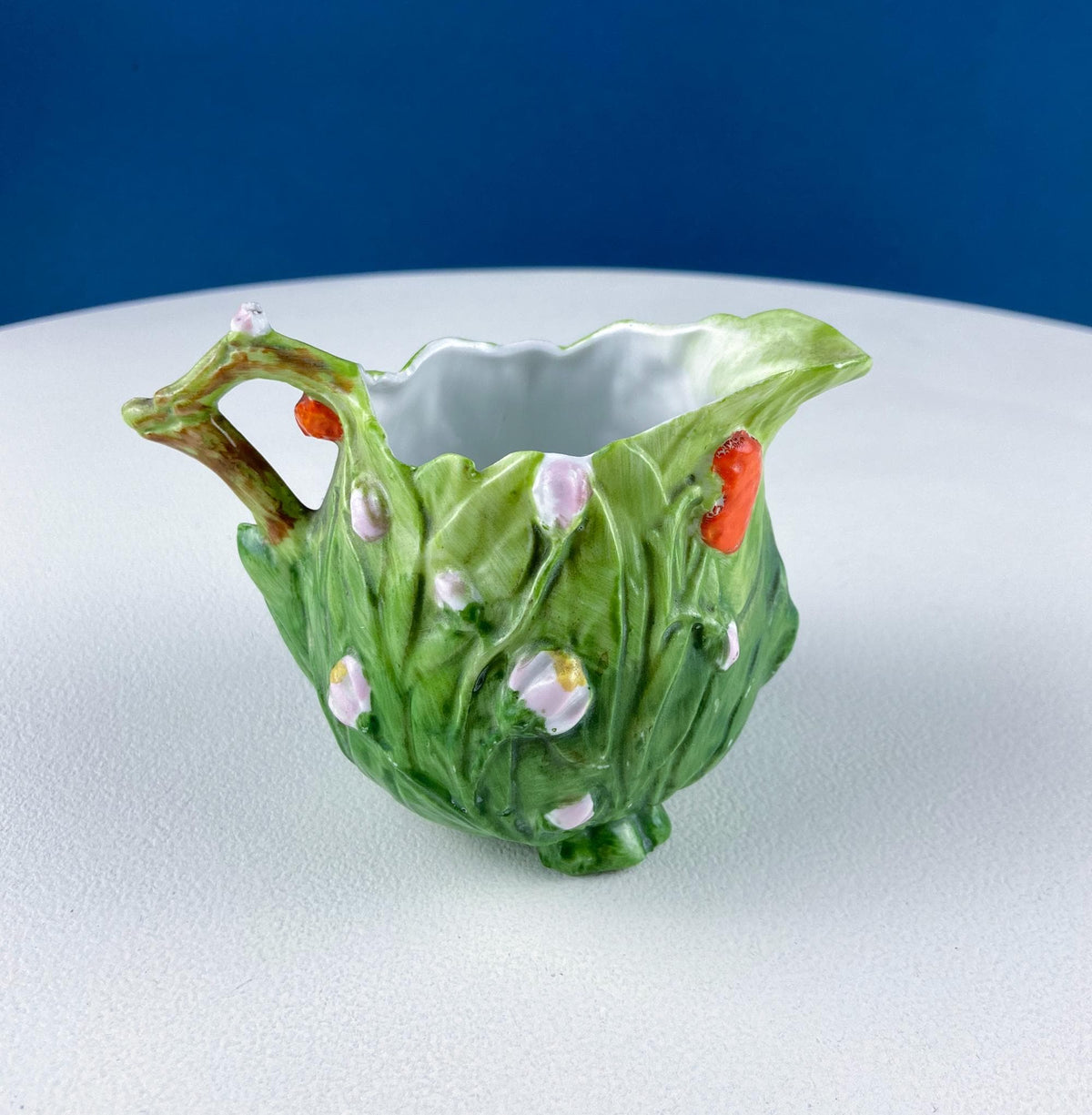 Antique Porcelain Pitcher Creamer Jug Shaped like Tomato Pumpkin. Bavaria Royal Bayreuth Porcelain. Modern Farmhouse. Dining Room Decor.