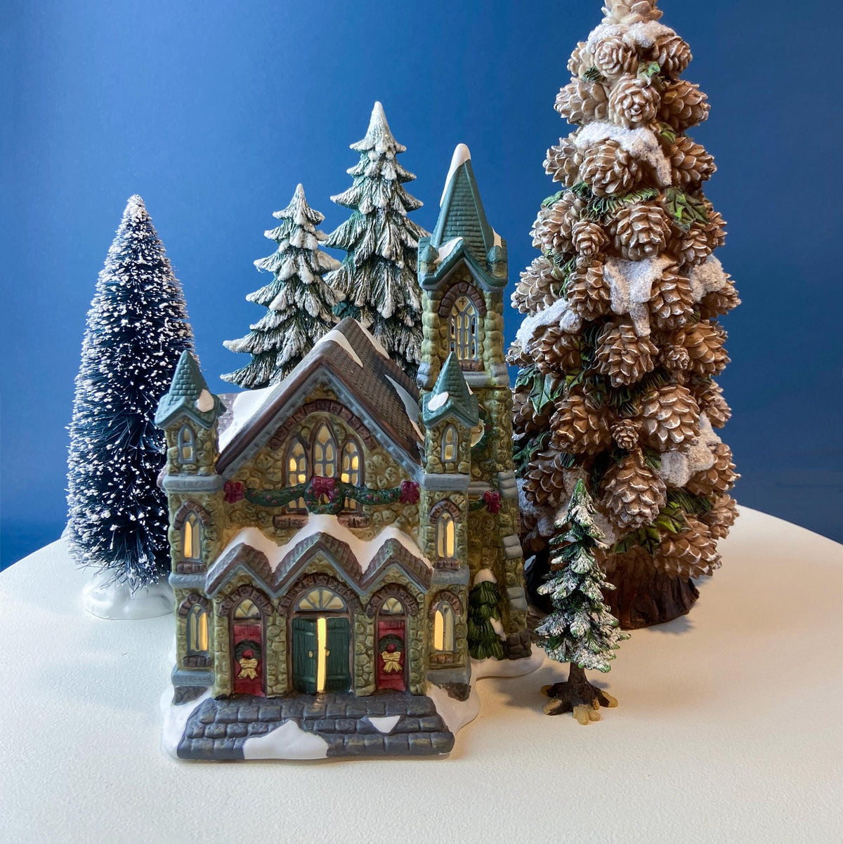 Large 14.5" Tall Pine Cone Tree. Christmas Village Accessory. Holiday Decor. Rustic Home Wood Cabin Display. Kids Room. Gift for Him Her.