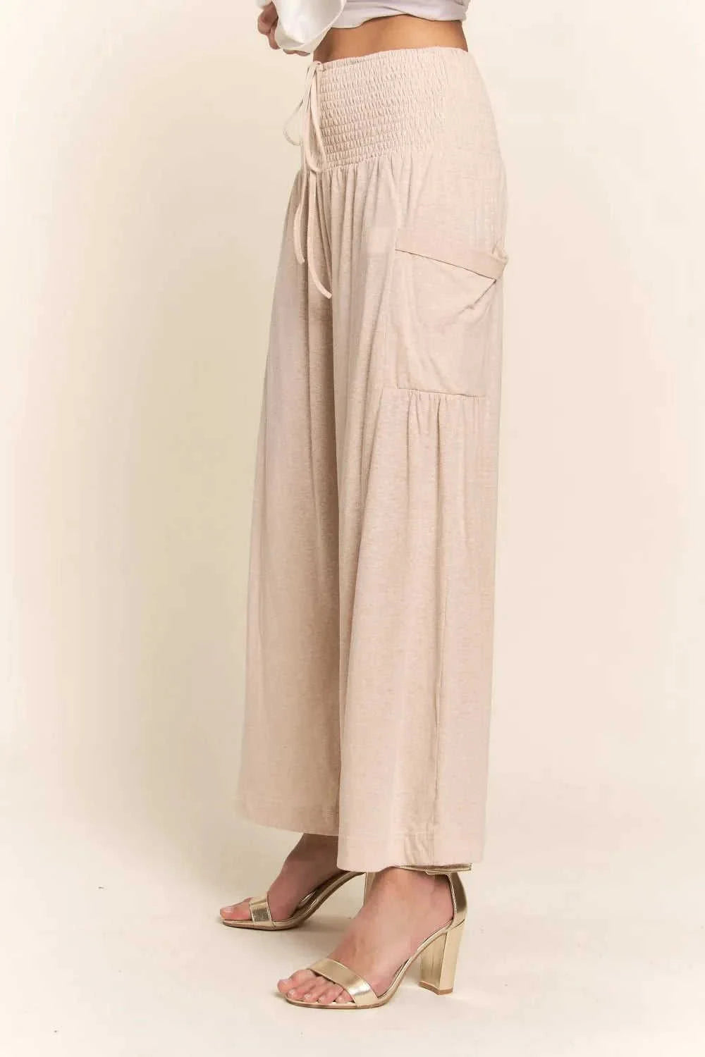 J.NNA Boho Wide Leg Pants with Smocked Waist and Pockets Eco My Home  Salty Season LLC ecomyhome.store United States