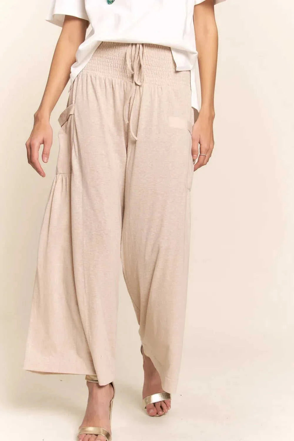 J.NNA Boho Wide Leg Pants with Smocked Waist and Pockets Eco My Home  Salty Season LLC ecomyhome.store United States